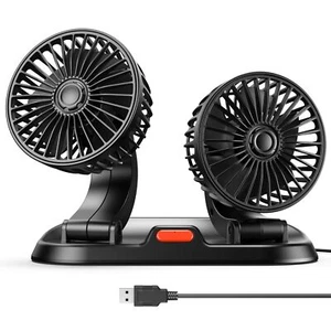 Dual Head Usb Fan Car Fan Portable Vehicle Cooling Fan Brushless Motor2024 Upgr - Picture 1 of 6