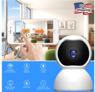 NEXETE 360° Wi-Fi Wireless Security IP Camera 1080 HD Night Vision, Motion Dome Cam