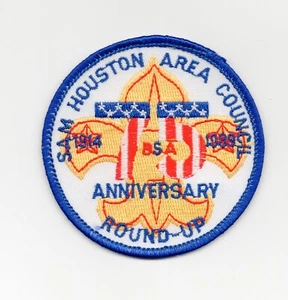 1989 Sam Houston Area Council 1914-1989 75 Anniversary Round Up Patch BSA - Picture 1 of 2