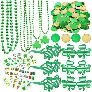 132Pcs St. Patricks Day Accessories Party Favors Shamrock Glasses Necklaces G... - Picture 1 of 7