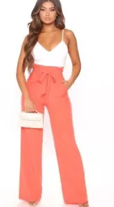Fashion Nova Julianna Jumpsuit Orange/combo Women's Size L NWT #G - Picture 1 of 12
