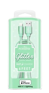 Liquipel Powertek Glitter Fast Charge 6 Ft USB-A For iPhone Green - Picture 1 of 4