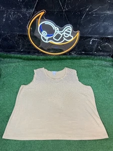 Camiseta sin mangas Avenue color tostado cuentas para mujer talla 26/28 algodón ligero - Imagen 1 de 5