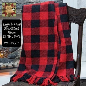 Colección de mesa Buffalo Plaid rojo/negro Throw &amp; ~ 50% de ahorro - Imagen 1 de 8