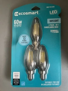 EcoSmart 60 Watt Äquivalent B11 Dimmbar Energy Star Klar Filament Vintage S... - Bild 1 von 2
