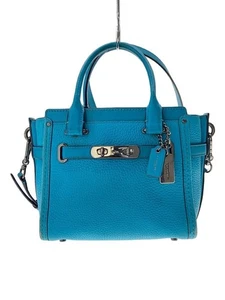 [Excellent+] Coach 37444 Turquoise Blue Swagger 21 Carryall Leather Handbag - Picture 1 of 6