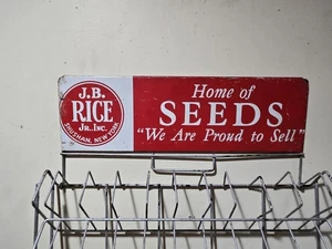 J.B. RICE SEEDS Sign - Store Display 1956 "Seeds We Are Proud To Sell" 37"x18.5" - Picture 1 of 10