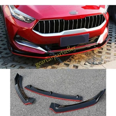 For Kia Forte K3 19-20-21 ABS Black Red Front Bumper Lip Spoiler Bodykit Refit - Image 1 of 4