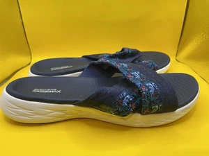 skechers goga max sandali donna slide on taglia 10 blu - Foto 1 di 9