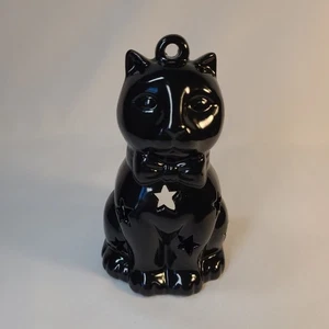 Vintage schwarze Katze Stern Ausschnitte Teelicht Kerzenhalter 6"T - Bild 1 von 6