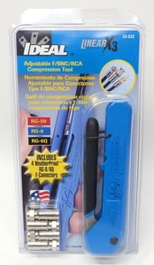 Ideal LinearX3 Adjustable F/BNC/RCA Compression Tool #33-632 Coaxial RG-59 RG-6 - Foto 1 di 5