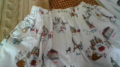 Falda Gymboree Talla 7 Acanalada París/Roma/Londres/Ámsterdam 2 Bolsillos Algodón Elástico W Foto 1 de 4