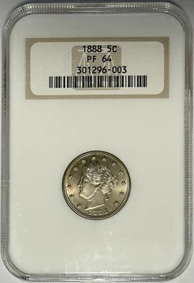 1888 PROOF Liberty V Nickel NGC PF64 ‼️VINTAGE FATTY HOLDER, PERFECT HOLOGRAM‼️ - Image 1 of 2