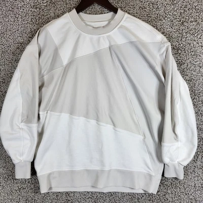 Lululemon Perfectly Oversized Crew Patchwork Pullover Sweater Top Ivory Womens - Image 1 of 4