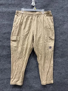 Adidas Cargo Pants Mens 2XL Khaki Cotton Ripstop Trefoil Originals Embroidered - Picture 1 of 9