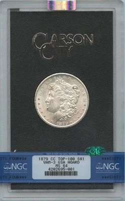 1879-CC TOP-100 Morgan Dollar VAM-3 GSA HOARD S$1 NGC MS64 CAC - Image 1 of 2