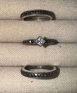 Judith Jack 925 Sterling Silber Markasiten & CZ 3 Vorsteckringe Größe 8 - Bild 1 von 14