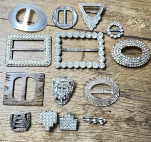 Lot Of Nine Vintage & Antique Dress Belts Rhinestone Shell Tortoise Glass Czech - Picture 1 of 16