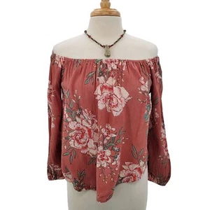 Blusa Top Billabong Mujer Off The Shouolder Floral Talla M Manga Larga Bohemia - Imagen 1 de 13