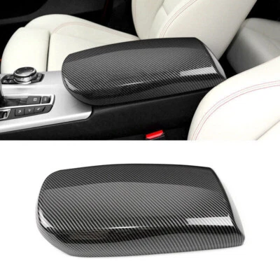 Cubierta de reposabrazos de consola central con textura de fibra de carbono ABS para BMW X3 X4 F25F26 11-17 Foto 1 de 4
