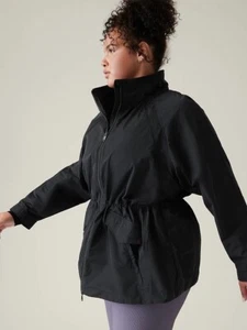 Athleta SP S PETITE Westerly Jacket Black Raincoat Rain Jacket Coat Zipper NWT - Picture 1 of 5