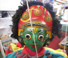 Bali oder indonesische 2-seitige 2-seitige Marionette Puppe Vintage