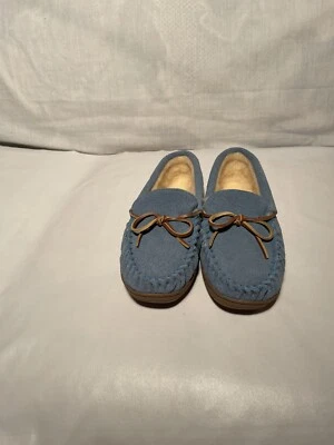 Zapatillas Alpine Swiss Talla 7 Mujer Gamuza Piel de Oveja Mocasín Sin Cordones Gamuza Azul Foto 1 de 4