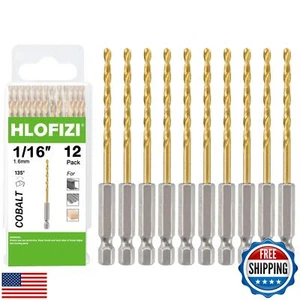 HLOFIZI 1/16" Kobalt Bohrer mit Sechskantschaft (12er-Pack), Impact Titanium Twis - Bild 1 von 5