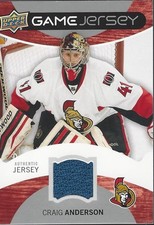 Craig Anderson 2012-13 Upper Deck UD Series 1 Game Jersey GJCA Ottawa Senators