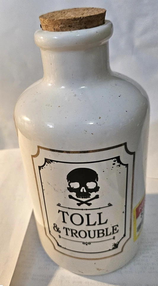 NOVEDAD HALLOWEEN-POCIÓN DE BRUJA-PROBLEMA DE PEAJE BOTELLA DE CERÁMICA DECORATIVA CON CORCHO Foto 1 de 1