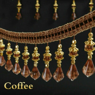 12M Luxury Curtain Tassel Fringe Beaded Trim Upholstery Furniture Home Decor Art - Image 1 of 4