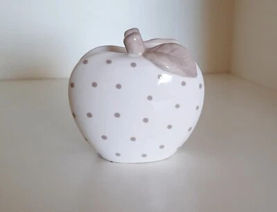 Portatovaglioli / portaposta Mela in ceramica panna - grigio H 9 cm - Immagine 1 di 3