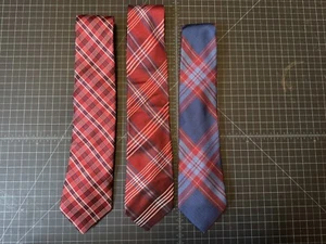 3 Vintage Plaid Neckties Red White & Blue - Picture 1 of 13