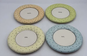 Rae Dunn Artisan Collection Pastel Polka Dot Set Of Four Appetizer Plates Easter - Picture 1 of 9