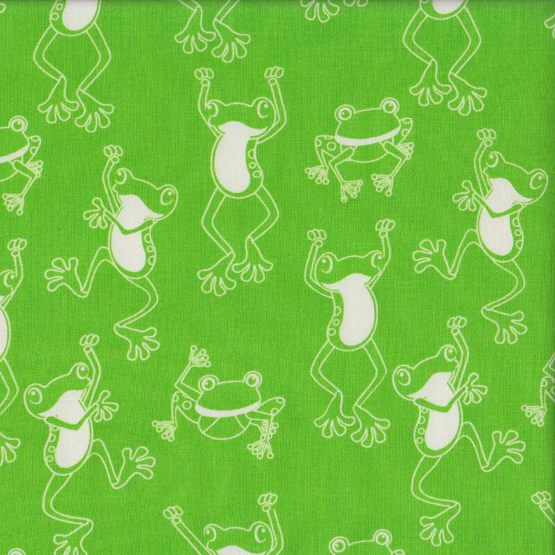 Frogs on Lime Green Hop to It Quilting Fabric 1/2 Metre - image 1 of 1