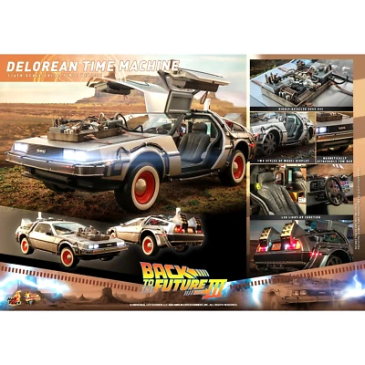 HOT TOYS BACK TO THE FUTURE DeLOREAN MMS738 NEW SHIPPER SEALED 2 SETS OF WHEELS - Image 1 of 4
