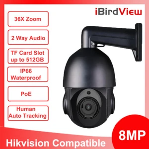 8MP 36X Zoom PTZ Hikvision Compatible POE Speed Dome Security Camera - Picture 1 of 12