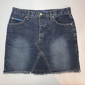 Vintage Venus Girl Trap Denim Blue Jean Mini Skirt Raw Hem Y2K 90s Juniors 3 - Picture 1 of 7