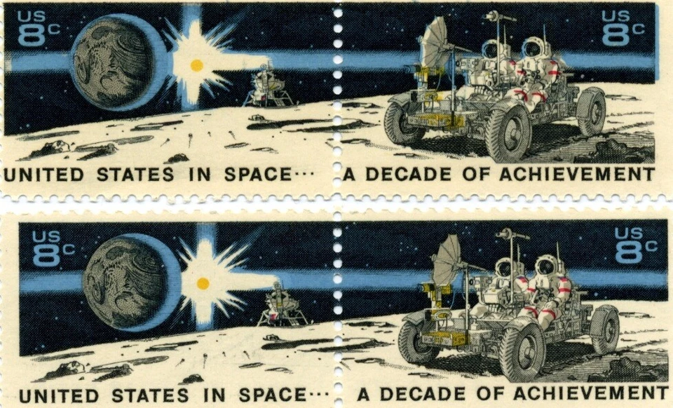 1434-35 8c "United States in Space...A Decade of Achievement" Pair ERROR - Image 1 of 1