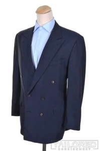ERMENEGILDO ZEGNA Einfarbig Blau Gewebte Wolle Herren Blazer Sport Mantel Jacke - 44 L - Bild 1 von 9