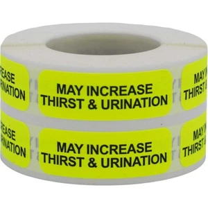 May Increase Thirst & Urination Labels | 0.5″ x 1.5" | 500 per Roll - Photo 1/2