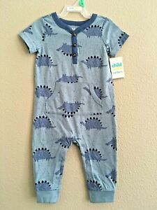 NWT Child of Mine Carters Romper 6-9 Months Boys Dinosaur Blue Jumpsuit Outfits 