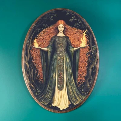 ELEGANTE DECORACIÓN DE MADERA BRILLANTE, placa de madera pagana celta, arte de pared de fuego gótico Foto 1 de 4