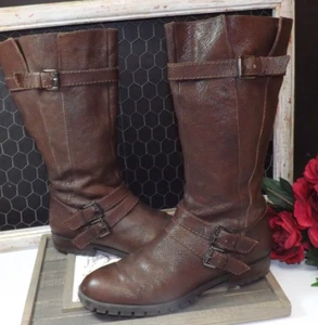 ENZO ANGIOLINI Easten Tall MOTO Harness BOOTS Brown Leather Riding Womens 10 M - Picture 1 of 10