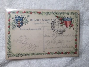 Antique Postcard 1918 US Military A.E.F. Christmas Greeting From France - Picture 1 of 2