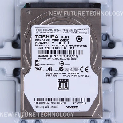 For TOSHIBA MK6475GSX 640 GB HDD 2.5" 8 MB 5400 RPM SATA Laptop Hard Disk Drive - Image 1 of 2