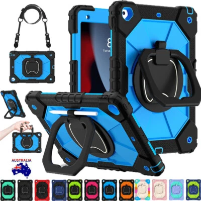 For iPad 9th 8th 7th Gen 10.2" Kids Shockproof Hard Armor Stand Case Cover Strap - Image 1 of 4