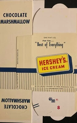 1950s Hershey's One-Pint Ice Cream Carton Harrisburg, PA. Chocolate Marshmallow - Image 1 of 2