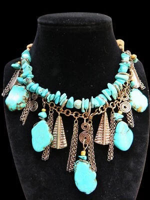 Laura Ashley Юго-западный Бирюзовый Цвет Хаулит Камень Коренастая Плита Серебристый Тон - Изображение 1 из 4