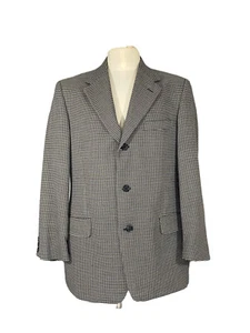 Daniel Hechter Black White Nailhead Check 3 button Sports Coat Jacket Blazer 40R - Picture 1 of 9